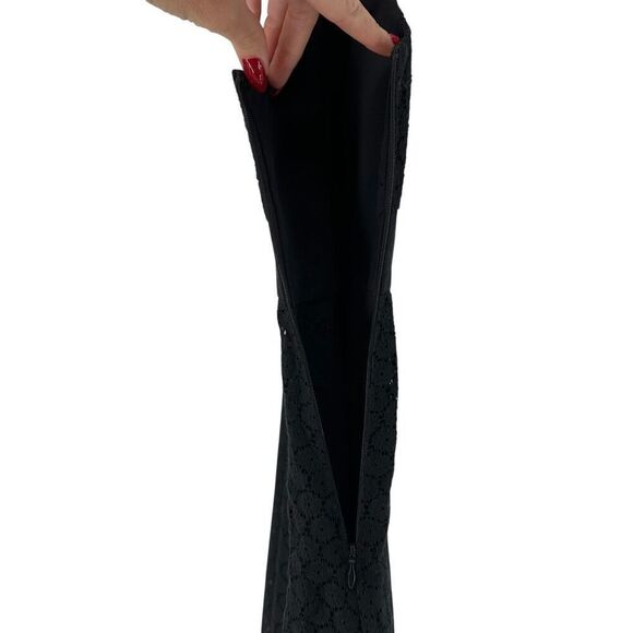 Betsey Johnson Vintage Dress Black Sleeveless Lace A Line Silk Bow Size 4 - Picture 9 of 10